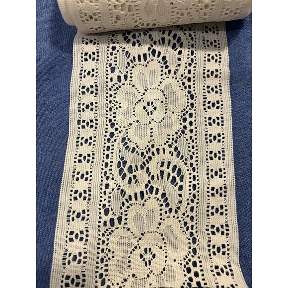 4.5 Inch Wide 6 Yard Lace Ribbon Floral Pattern Light Beige Off White Trim Craft - Picture 2 of 3